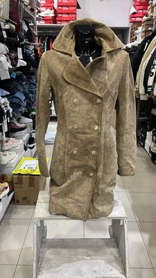 Echte Lederjacke Für Damen Beigefarben Größe M AD336