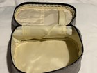 Gray Quilted Makeup Bag Case with Handle and Zipper, Gray/Black — photo 3