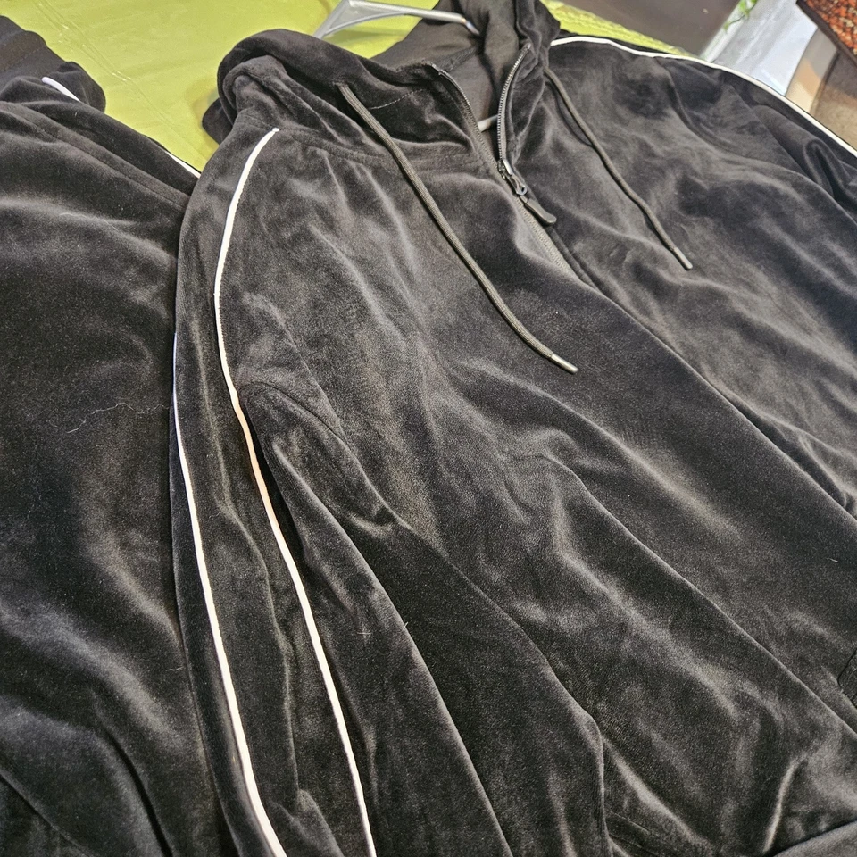 Traje de chándal Linea Uomo LU terciopelo negro 2 piezas XXL Y2K 2000s ropa de salón ropa de calle  Foto 2 de 4
