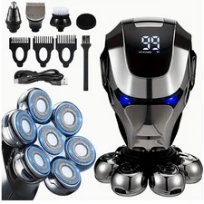 7D Cordless Shaver Hair Trimmer Men’s 5-In-1 Electric Head Shaver Razor Men Wet