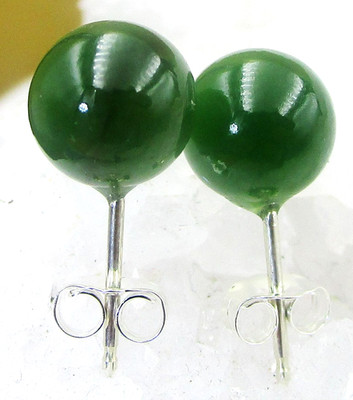 JADE  SERPENTIN Edelstein-Ohrstecker OHRRINGE  925er Silber    8 mm Nr.8