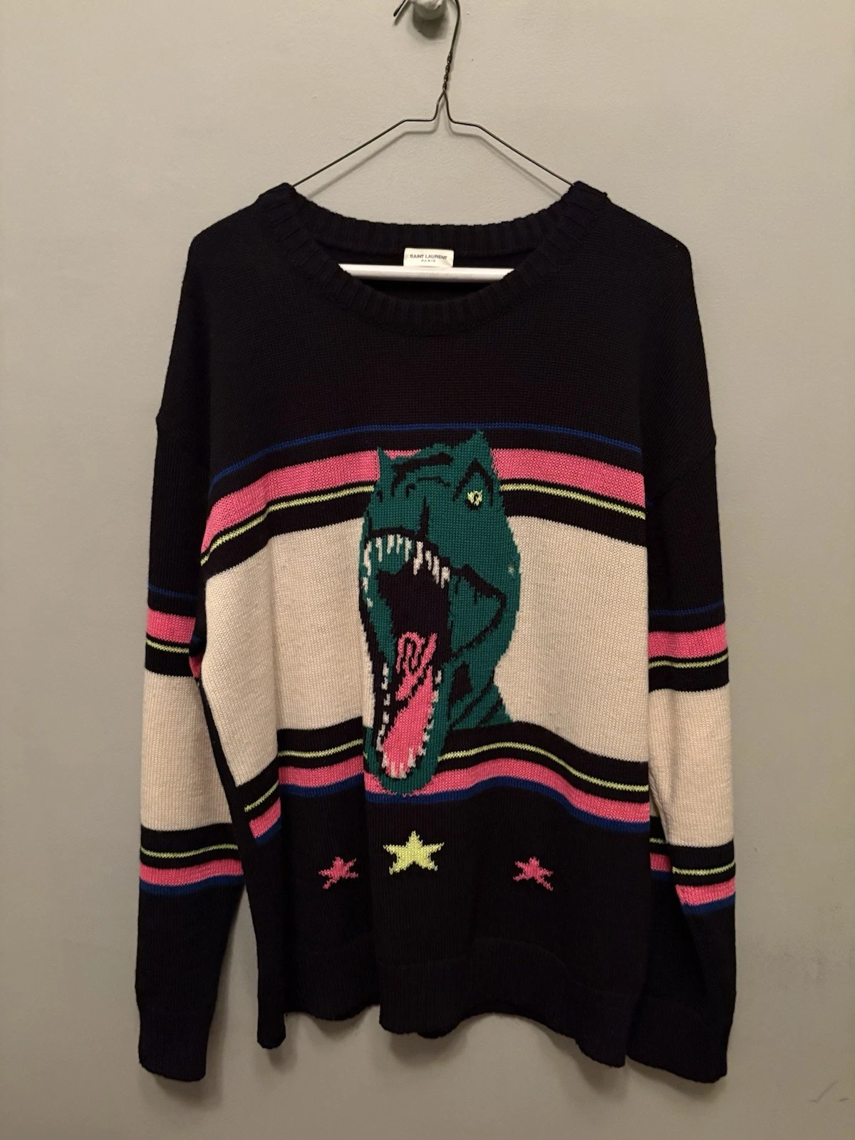 Saint Laurent — Saint Laurent Paris Hedi Slimane SS16 Surf Sound Dinosaur Sweater Runway Piece ￼
