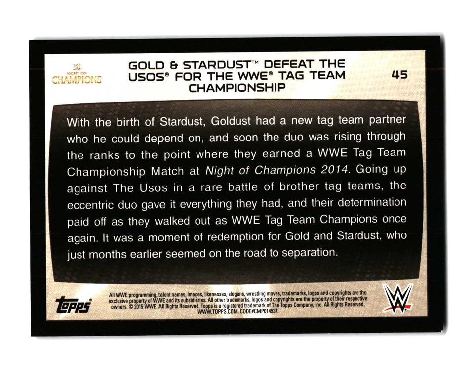 2015 Topps WWE Road to Wrestlemania Goldust / Stardust 45 - Image 2 of 2