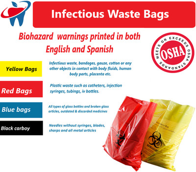 BIOHAZARD Infectious Waste Bags Red Adhesive Bag, 5 Size, Meets OSHA requirement