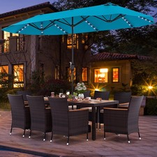 11PCS Patio Dining Set with 15 ft Double-Sided Patio Umbrella, Base Included 11PCS Patio Dining Set with 15 ft Double-Sided Patio Umbrella, Base Included - Image 1