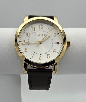 Tommy Hilfiger 1791751 Men's Gold-Tone Brown Leather Band Watch - Store Display