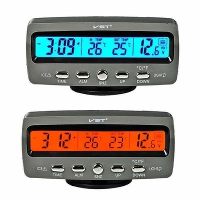 4 in 1 Innen Außen 12V Auto KFZ LED Digital Thermometer Uhr Kalender Voltme