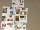 Seven Japan  fdc with sets of three stamps