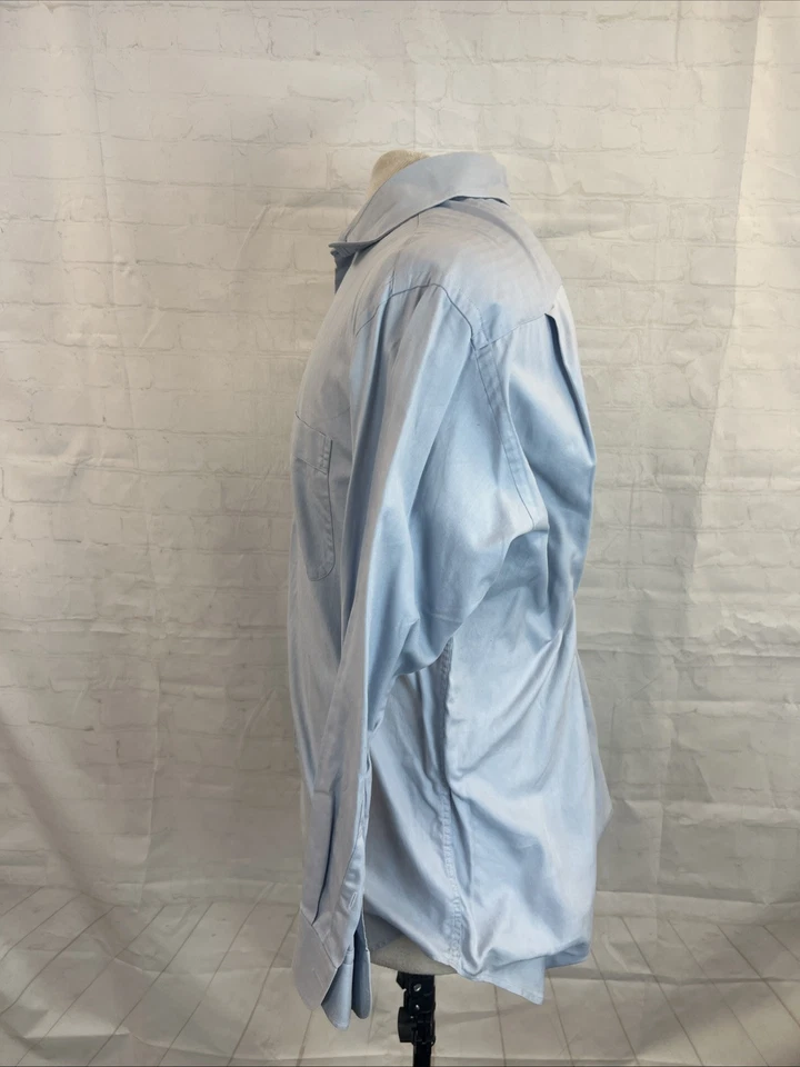 Camisa de vestir de algodón a rayas sutiles gris azul para hombre Armani Collezioni 16R $158 Foto 4 de 4