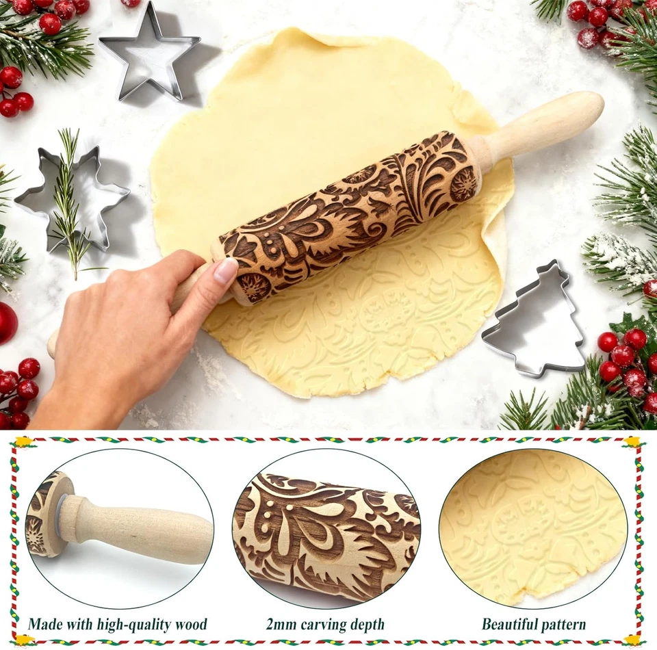 Set Di Stampi per Mattarelli Natalizi,Mattarello Di Natale,Formine Natale,Mattar - Immagine 4 di 4