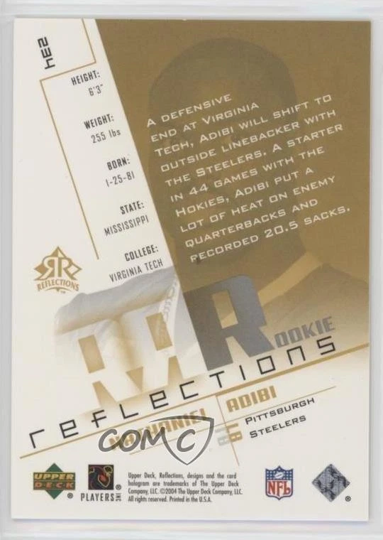 2004 Upper Deck Reflections /1150 Nathaniel Adibi #234 Rookie RC - Image 2 of 2