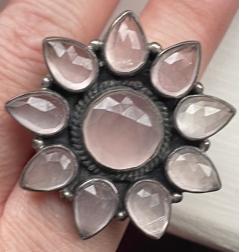 Sterling Silver Rose Quartz Flower Ring