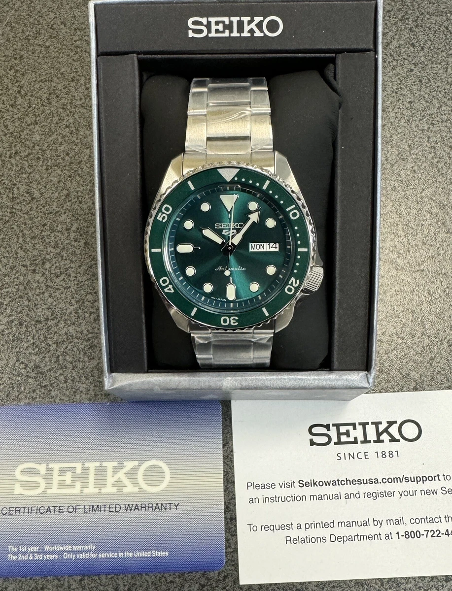 Seiko 5 sports shop green face