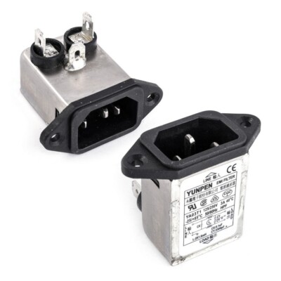 Yunpen YA03T1-B IEC-Netzfilter Kaltgerätebuchse 250VAC 3A Entstörfilter Einbaub