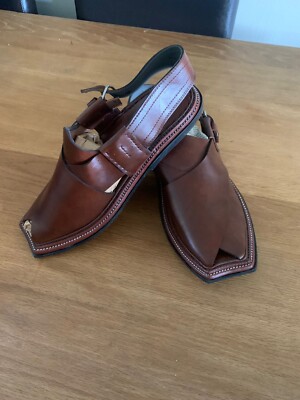 J. Handmade Peshawari Leather Chappal BROWN Eid Mens Pakistani Elite Sandal Sz 8 HandMade Peshawari Leather Chappal BROWN Eid Mens Pakistani  main image 3
