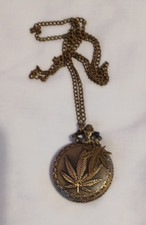 Leaf Design Womens Pocket Watch 32 In Chain Bronze Color