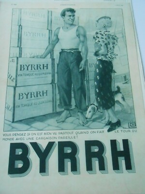 Werbung Advertising 1936 BYRRH Le tour du Monde with une ciste Old