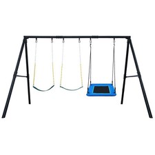 600lbs Heavy Duty Swing Set with 3 Swings Metal A Frame Kids Backyard Swing Set