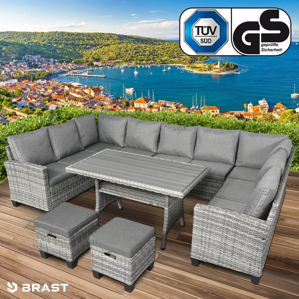 BRAST Poly Rattan Sitzgarnitur Family Gartenmöbel Essgruppe Lounge Sitzgruppe - Bild 2 von 4