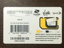 SPRINT  SIM CARD  SIMOLW506C (Nano, Micro, and Mini size)