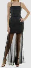 Taylor Women's Black Sweetheart Bubble Hem Corset Satin Belted Gown Dress Size 4