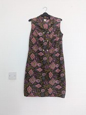 Vintage Nylon Dress size 14 Button Front Collared Summer
