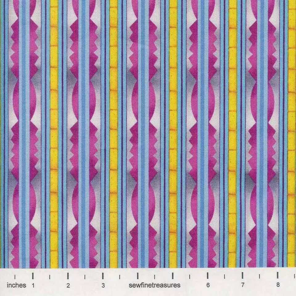 Tela de algodón The WIZARD of OZ rayas púrpuras ladrillos amarillos por FQ - 1/4 YD Foto 2 de 4