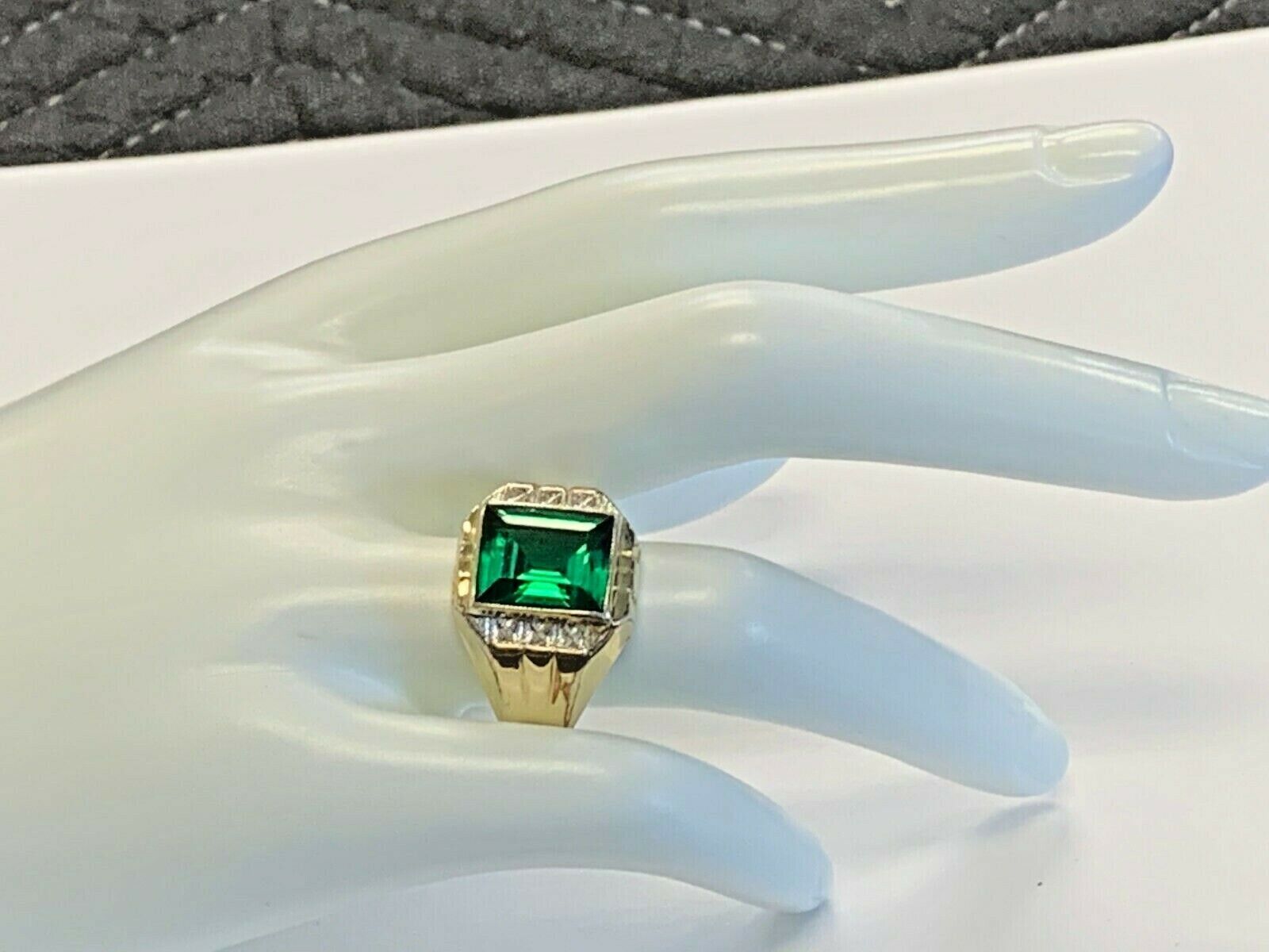 10K  YELLOW GOLD &STERLING LAB CREATED EMERALD-  … - image 2