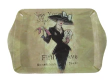 New York Style Fifth Ave Design Melamine Trinket Tray 21cm x 14cm Very Good Cond