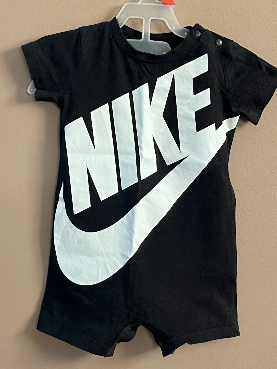 Nike Baby Boy Infant Romper 9 Months Black Swoosh Logo eBay