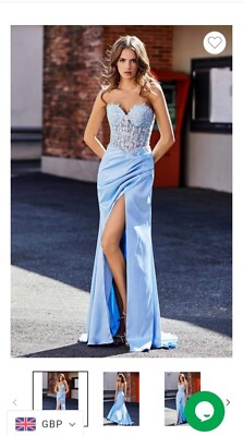 Ballkleid Größe 6 neu mit Etikett Korsett Top, Satin Meerjungfrau himmelblau 