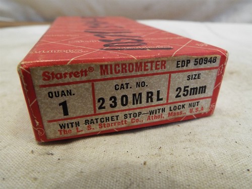 Starrett Satin Chrome 1" Metric Micrometer 230M w/Box Machinist Tool 230MRL 25mm - Picture 4 of 5