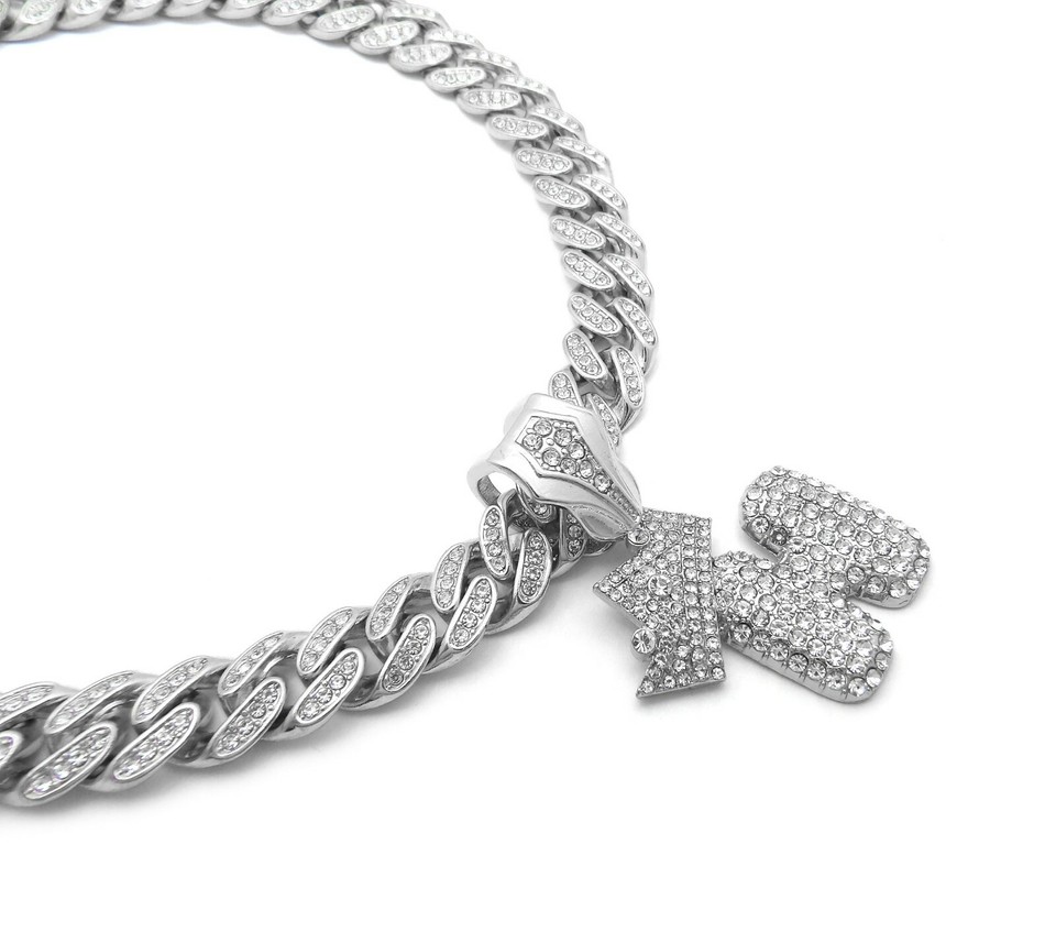Silver PT Bubble Alphabet H Pendant 16