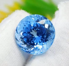 AAA+ Certified 20.00 Ct Natural Ceylon Blue Sapphire Round Cut Loose Gemstone