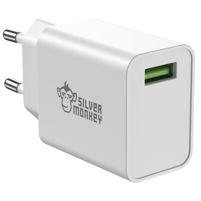 SILVER MONKEY Ladegerät USB-A QC 3.0 18W Quick Charge Schnellladen Universell
