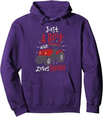 Just A Boy Who Loves Tractors Cute Farming Gifts  Unisex Hooded Sweatshirt