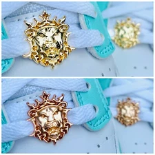 New Metal Lion Shoe Buckles / Lace Locks / Tags / Gold 2 Pieces