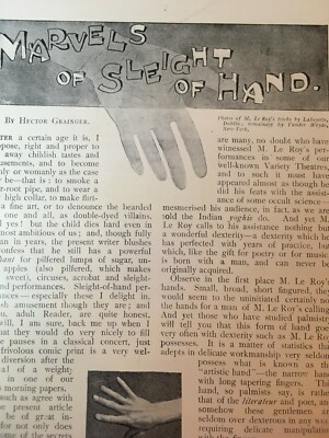 Servais Le Roy Magician Magic Tricks Rare Old Antique 1899 Article Illusionist