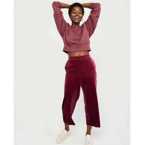 Red Velvet Pants Wide Leg Hi Rise NWOT 
