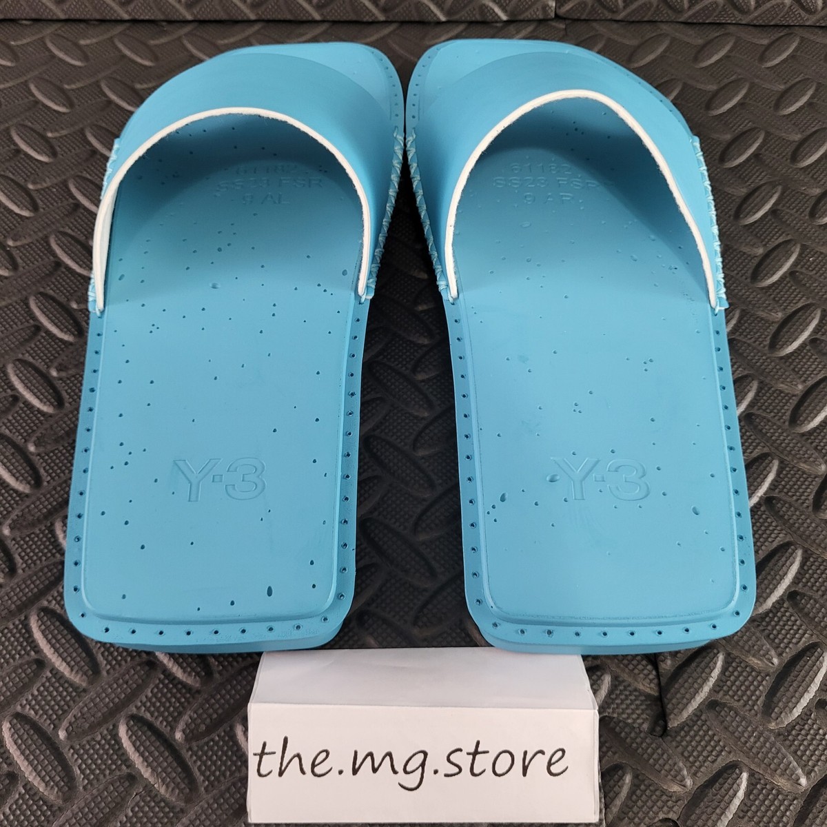 Adidas Y-3 Yohji Yamamoto Blue Cyan Water Slides Men display picture 2