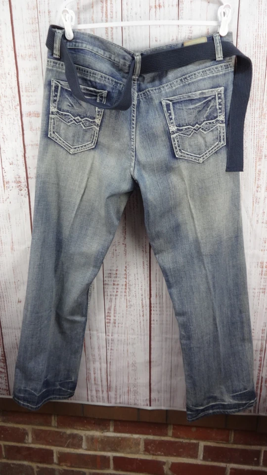 Red Camel Vintage Bootcut Jeans Mens 38x32 Blue Belted 100% Cotton since 1931 - Image 2 of 4