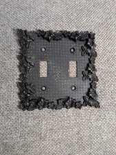 1970 American Tack Hardware Double light Switch Plate Cover Floral #75TT brass