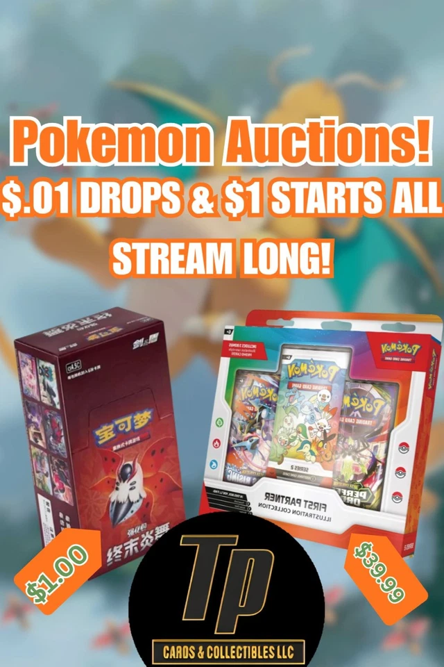 $1 Start Pokemon Auctions | Packs, Bundles, Boxes w/ Josh, Katie, & JC