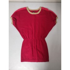 Tea Collection Girls Red Pink Gold Metallic Knit Sweater Dress Size 5 Holiday
