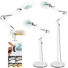 Krstlv 12X Real Glass Magnifying Glass Light And Stand Led 5 Color Modes