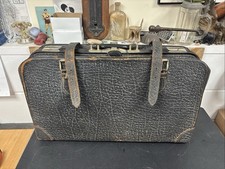 VINTAGE GENUINE WALRUS COWHIDE OSTRICH LEATHER LUXURY SUITCASE DOCTOR BAG LARGE