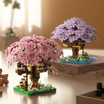 SAKURA PINK CHERRY TREE HOUSE BUILDING BLOCKS MICRO PARTICLE TOY