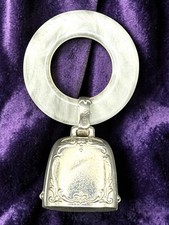 Vintage Sterling Silver And Mother Of Pearl Baby Rattle By Webster 0.34 oz