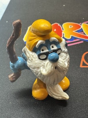 Smurfs 20226 Grandpa & 20408 Grandma Nanny Smurf Figures Lot Vtg