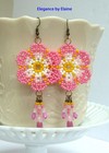 Pink Flower Earrings Handwoven Handbeaded Statement Spring Summer Think Pink — photo 1